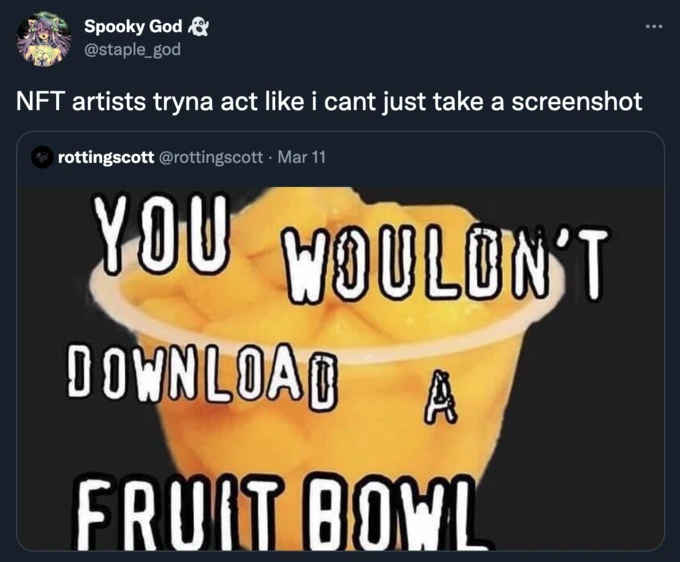 NFT artists tryna act like i cant just take a screenshot Spooky God & @staple_god
